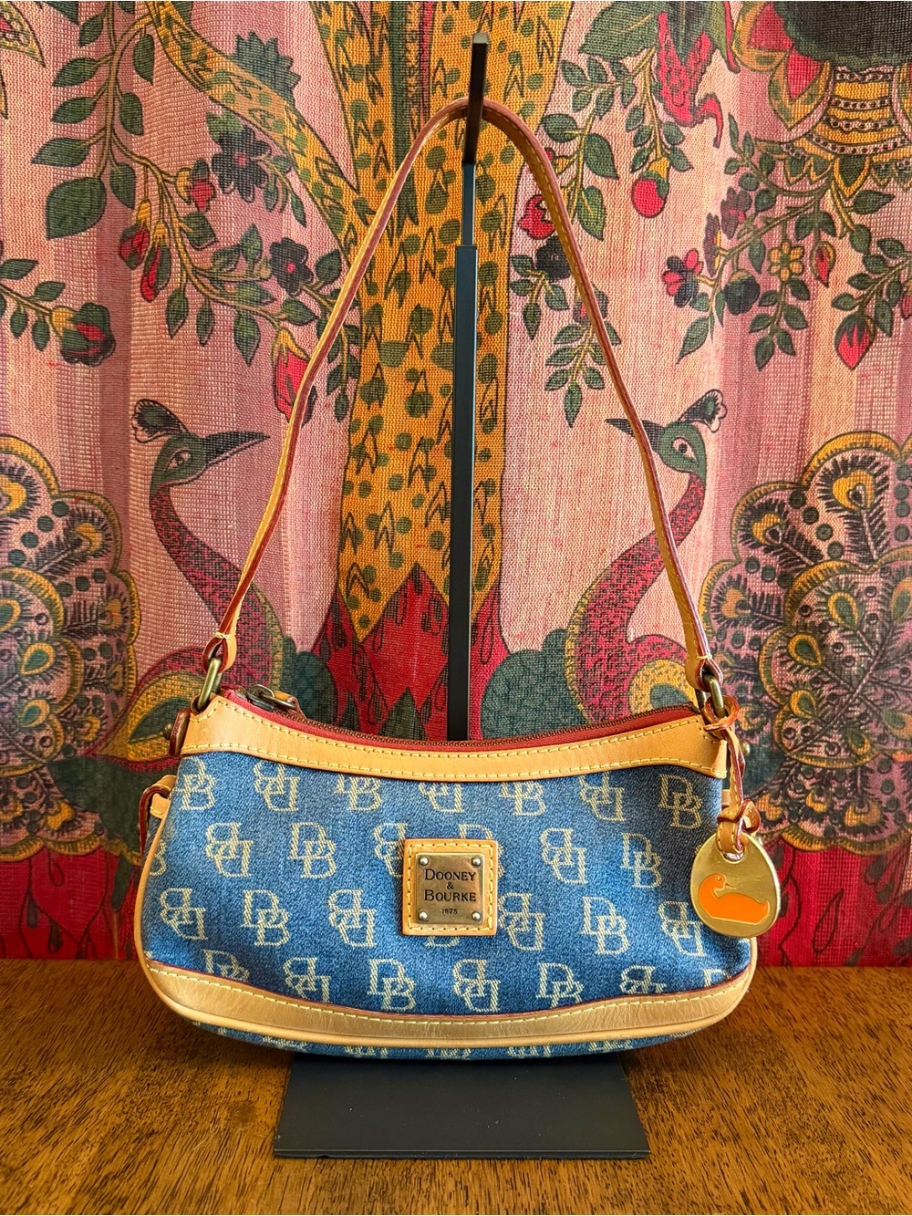 Vintage Y2K Dooney & Bourke Denim Monogram Mini Shoulder Bag